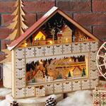 8258-5320 冬装飾 クリスマスデコレーション LED木製アドベントカレンダー ハウス ストア・エキスプレス