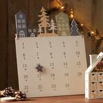 8185-3296 冬装飾 クリスマスデコレーション 木製アドベントカレンダーホワイト ストア・エキスプレス