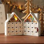 8258-1022 冬装飾 クリスマスデコレーション LED木製アドベントカレンダー ハウススタンド ストア・エキスプレス