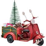 8736-1936 冬装飾 クリスマスデコレーション ティンクリスマスカー レッドバイク ストア・エキスプレス