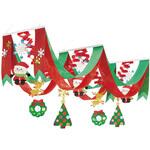8148-4308 クリスマスデコレーション 吊り装飾 おすわりサンタ デラックスペナント 長さ160cm ストア・エキスプレス