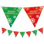 8305-1116 冬装飾 クリスマスデコレーション 三角フラッグガーランド クリスマススノー(7連) ストア・エキスプレス