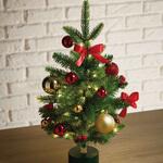 冬装飾 クリスマス用品 LED回転クリスマスツリー レッド 高さ53cm ストア・エキスプレス