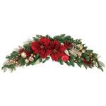 8730-6176 冬装飾 クリスマス飾り ポインセチア造花&ボールスワッグ ストア・エキスプレス