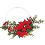8730-6186 冬装飾 クリスマス飾り ポインセチア造花リース ストア・エキスプレス