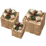 8725-2914 冬装飾 クリスマスツリー飾り イルミネーション ナチュラルプレゼントボックスオブジェ ストア・エキスプレス