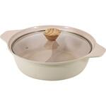 フィオーレ セラミック加工IH対応ガラス蓋付二食鍋 パール金属