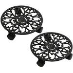 アイアン製プランタースタンドキャスター付 28cm「DECOR」(デコール) 2個組 住まいスタイル