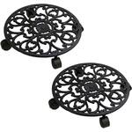 アイアン製プランタースタンドキャスター付 35cm「DECOR」(デコール) 2個組 住まいスタイル