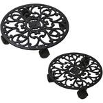 アイアン製プランタースタンドキャスター付 大小2個セット 「DECOR」(デコール) 住まいスタイル