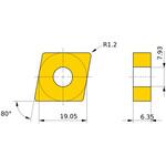ステンレス鋼旋削加工用コーテッド超硬チップ MC/MP7100シリーズ 80°菱形ネガ MP7135 三菱マテリアル