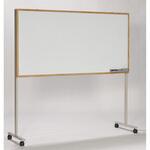 キャスター脚付木彫枠片面ナノホワイトボード 青井黒板