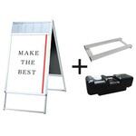 ポスターグリップスタンド看板パンフレットケース付(屋内用) 両面シルバー ウエイトアーム・水タンクセット 常磐精工