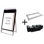 PSSKP-A1KB-G-3SET ポスター用スタンド看板パンフレットケース付 A1片面ブラック(屋外用) ウエイトアーム・水タンクセット 常磐精工