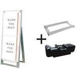 PSSK-A3TTKW-3SET ポスター用スタンド看板 A3縦縦片面ホワイト ウエイトアーム・水タンクセット 常磐精工