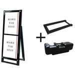 BPSSK-A3TTKB-3SET ブラックポスター用スタンド看板 A3縦縦片面ブラック ウエイトアーム・水タンクセット 常磐精工