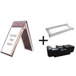 PSSKMNP-A1LRB-3SET ポスター用スタンド看板マグネジ パンフレットケース付 A1ロウ両面ブラック(屋内用) ウエイトアーム・水タンクセット 常磐精工
