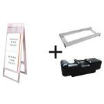 PSSKP-A3TTRW-G-3SET ポスター用スタンド看板パンフレットケース付 A3縦縦両面ホワイト(屋外用) ウエイトアーム・水タンクセット 常磐精工