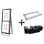 PSSKMN-A3TTKB-3SET ポスター用スタンド看板マグネジ A3縦縦片面ブラック ウエイトアーム・水タンクセット 常磐精工