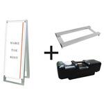 PSSKMN-A3TTRW-3SET ポスター用スタンド看板マグネジ A3縦縦両面ホワイト ウエイトアーム・水タンクセット 常磐精工