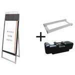 PSSKMNP-A3TTKB-G-3SET ポスター用スタンド看板マグネジ パンフレットケース付 A3縦縦片面ブラック(屋外用) ウエイトアーム・水タンクセット 常磐精工