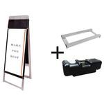 PSSKMNP-A3TTRB-G-3SET ポスター用スタンド看板マグネジ パンフレットケース付 A3縦縦両面ブラック(屋外用) ウエイトアーム・水タンクセット 常磐精工