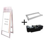 PSSKMNP-A3TTRW-G-3SET ポスター用スタンド看板マグネジ パンフレットケース付 A3縦縦両面ホワイト(屋外用) ウエイトアーム・水タンクセット 常磐精工