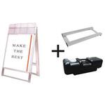 PSSKMNP-B2RW-G-3SET ポスター用スタンド看板マグネジ パンフレットケース付 B2両面ホワイト(屋外用) ウエイトアーム・水タンクセット 常磐精工