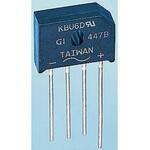 GBU6D onsemi 整流用 ブリッジダイオード 単相 6A， 200V， 22.3 x 3.56 x 18.8mm， GBU6D onsemi
