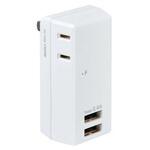 タップ(USBポートx2個、コンセント2個)AC100V/14A EA940CDシリーズ エスコ