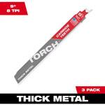 48-00-5302 TORCH 金工用カーバイドレシプロソーブレード 8TPI 229mm(3本パック) ミルウォーキーツール