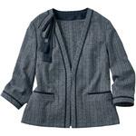 ノーカラージャケット レディース 七分袖 事務服 サーヴォ(旧:サンペックスイスト)