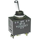 トグルスイッチ On-Off-On 単極双投(SPDT)パネルマウント 10 A @ 125 V ac 10 A @ 30 V dc NKKスイッチズ(旧:日本開閉器)