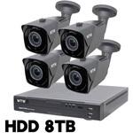 WTW-DEHP704Y2-8TB+WTW-EHR228YJ 4台 400万画素 EX-SDI 防犯カメラ カメラ4台+専用録画機セット HDD8TB WTW-DEHP704Y/WTW-EHR228YJ 塚本無線