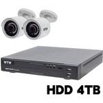 WTW-DEHP704Y2-4TB+WTW-EHR199Y 2台 400万画素 EX-SDI 防犯カメラ カメラ2台+専用録画機セット HDD4TB WTW-DEHP704Y/WTW-EHR199Y 塚本無線