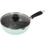 ふっ素加工IH対応ガラス蓋付目盛料理フライパン22cm パール金属