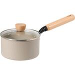 スプル ふっ素加工IH対応ガラス蓋付木柄深型片手鍋 パール金属