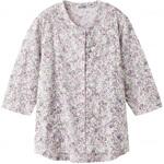 カット7分袖マグネット釦カーディガン(指先ストレッチ) ローズ M～L ケアファッション