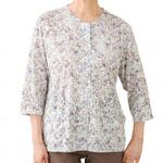 カット7分袖マグネット釦カーディガン(指先ストレッチ) グリーン M～L ケアファッション