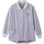 斜め釦ホールポロカーディ 青パープル S ケアファッション