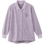 斜め釦ホールポロカーディ パープル S ケアファッション