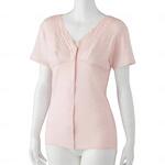 ソフトカップ付ワンタッチ3分袖シャツ(婦人) ピンク L ケアファッション