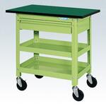 スーパーワゴン(ゴム車/ねじ込み式キャスター/天板/引出付) サカエ