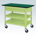 スーパーワゴン(サイレントエラストマー車/ねじ込み式キャスター/天板/引出付) サカエ