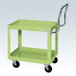 スーパーワゴン(ゴム車/H600/2段/プレート式キャスター/取手ハイタイプ) サカエ