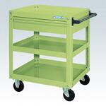 スーパーワゴン(ゴム車/プレート式キャスター/引出付) サカエ