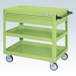 スーパーワゴン(ナイロンウレタン車/プレート式キャスター/引出付) サカエ