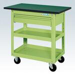 スーパーワゴン(ゴム車/プレート式キャスター/天板/引出付) サカエ