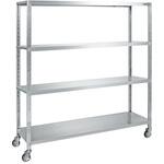 ステンレスサカエキャスターラック(H1913/天地4段/SUS430/ナイロンウレタン車仕様) サカエ