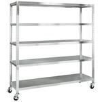 ステンレスサカエキャスターラック(H1913/天地5段/SUS430/ナイロンウレタン車仕様) サカエ